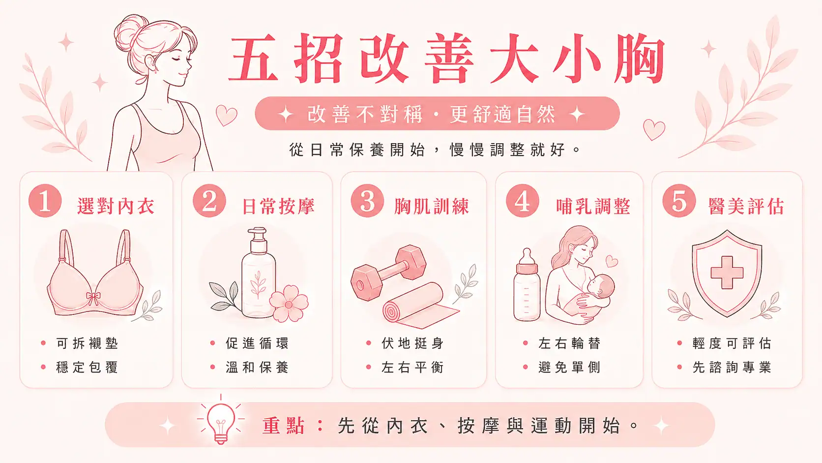 大小奶, 大小胸, 大小奶改善, 大小奶原因