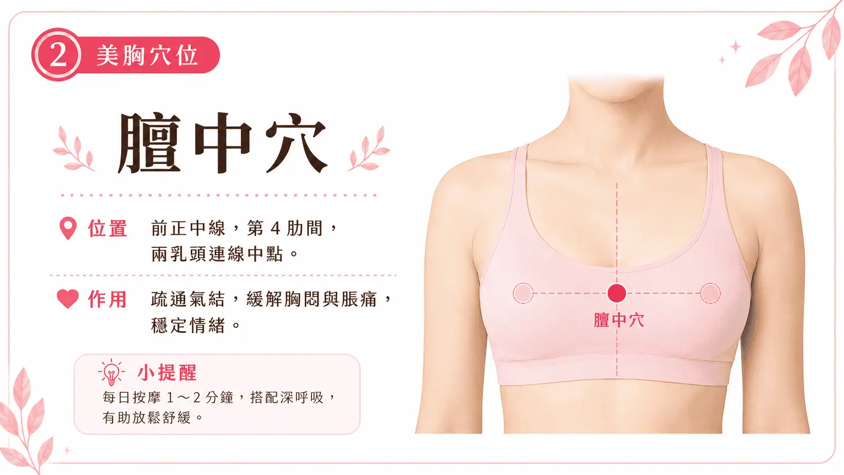 胸部穴道, 中醫豐胸, 豐胸按摩, 胸部穴道圖